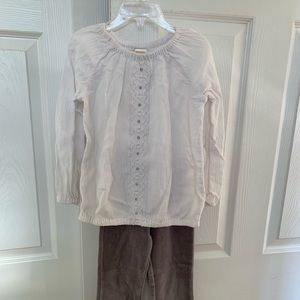 Little girl's Gymboree velour pants & peasant top